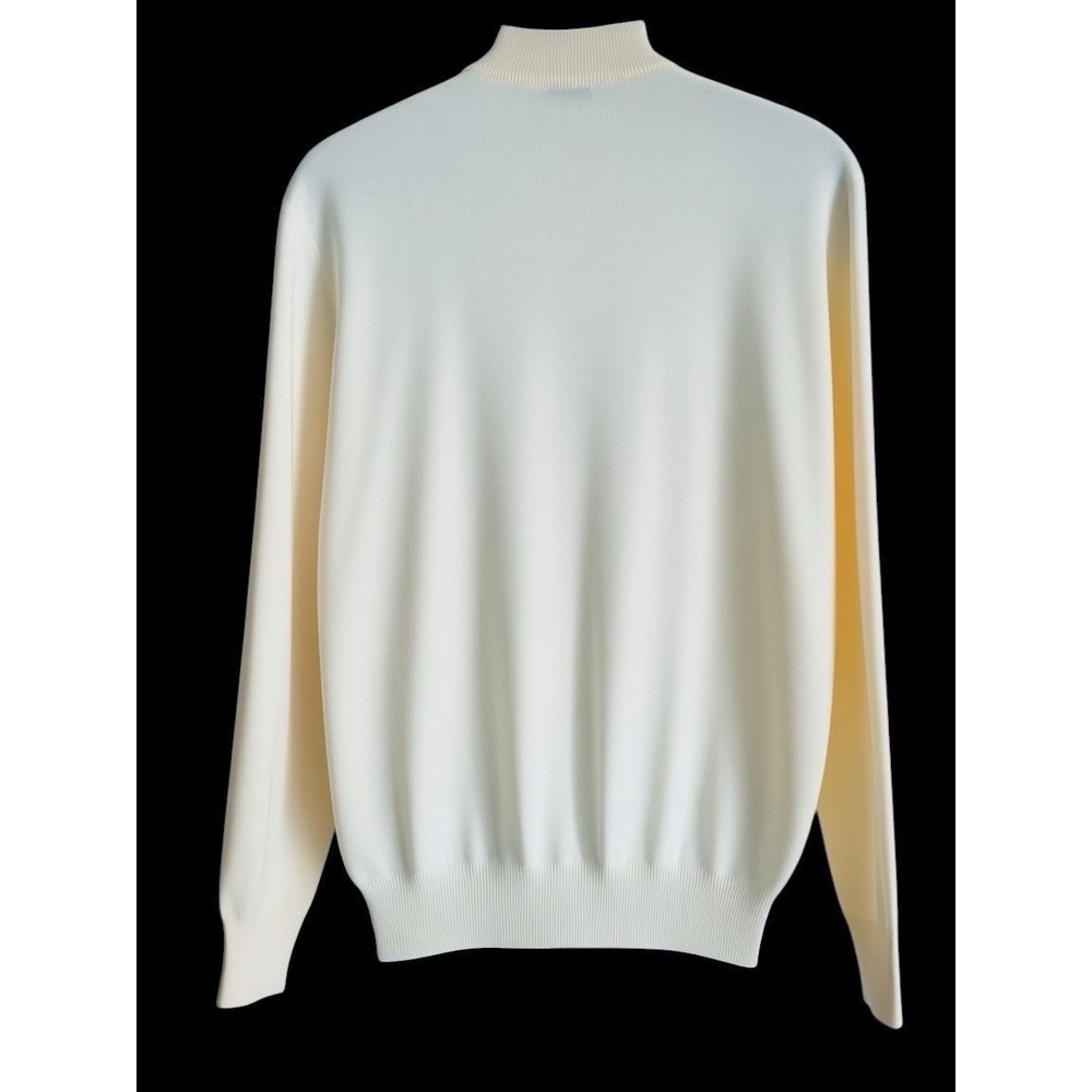 Gran Sasso Mark Shale Sweater Men L Italian Virgin Wool Mock Neck Ivory Butter - Picture 5 of 7
